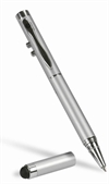 Laserpointer 4, sølvfarvet med Touch Pen spids og med kuglepen